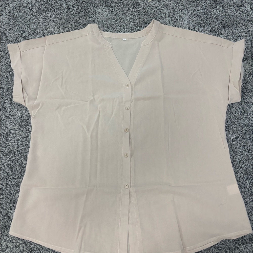 Button-Front V-Neck Women’s Top - Cream